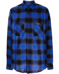 dunkelblaues Langarmhemd mit Vichy-Muster von Amiri
