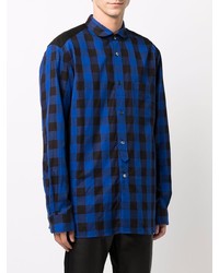 dunkelblaues Langarmhemd mit Vichy-Muster von Junya Watanabe MAN