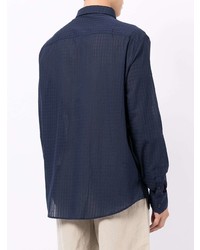 dunkelblaues Langarmhemd mit Vichy-Muster von Armani Exchange