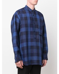 dunkelblaues Langarmhemd mit Vichy-Muster von Comme des Garcons Homme