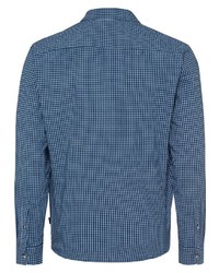 dunkelblaues Langarmhemd mit Vichy-Muster von Esprit
