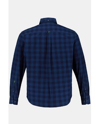 dunkelblaues Langarmhemd mit Vichy-Muster von JP1880