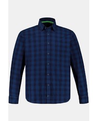 dunkelblaues Langarmhemd mit Vichy-Muster von JP1880