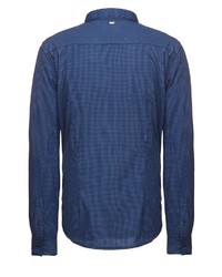dunkelblaues Langarmhemd mit Vichy-Muster von khujo