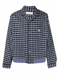 dunkelblaues Langarmhemd mit Vichy-Muster von Lanvin