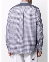 dunkelblaues Langarmhemd mit Vichy-Muster von Junya Watanabe MAN