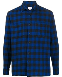 dunkelblaues Langarmhemd mit Vichy-Muster von Woolrich