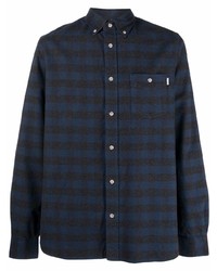 dunkelblaues Langarmhemd mit Vichy-Muster von Woolrich
