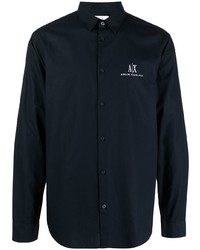 dunkelblaues Langarmhemd von Armani Exchange
