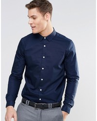 dunkelblaues Langarmhemd von Asos