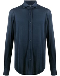 dunkelblaues Langarmhemd von Brunello Cucinelli