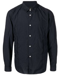 dunkelblaues Langarmhemd von Comme des Garcons Homme Deux