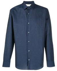 dunkelblaues Langarmhemd von Ermenegildo Zegna