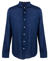 dunkelblaues Langarmhemd von Fedeli