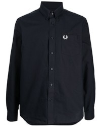 dunkelblaues Langarmhemd von Fred Perry