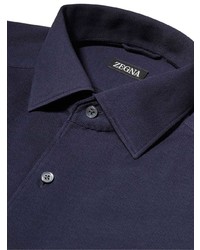 dunkelblaues Langarmhemd von Zegna