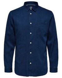 dunkelblaues Langarmhemd von Selected Homme