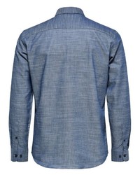 dunkelblaues Langarmhemd von Selected Homme