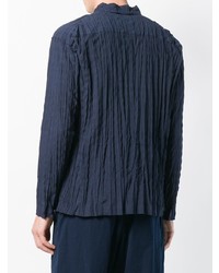 dunkelblaues Langarmhemd von Issey Miyake Men