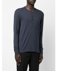 dunkelblaues Langarmshirt mit einer Knopfleiste von Tom Ford