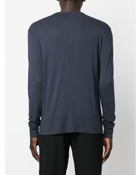 dunkelblaues Langarmshirt mit einer Knopfleiste von Tom Ford