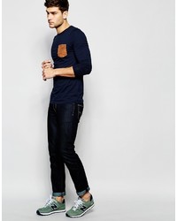 dunkelblaues Langarmshirt von Asos