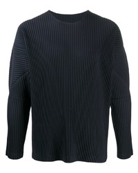 dunkelblaues Langarmshirt von Homme Plissé Issey Miyake