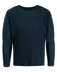 dunkelblaues Langarmshirt von Homme Plissé Issey Miyake