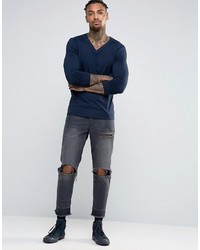 dunkelblaues Langarmshirt von Asos