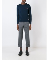 dunkelblaues Langarmshirt von Thom Browne