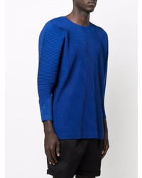 dunkelblaues Langarmshirt von Homme Plissé Issey Miyake