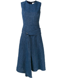 dunkelblaues Leinen Kleid von Victoria Beckham