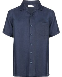 dunkelblaues Leinen Kurzarmhemd von Onia