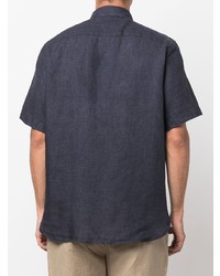 dunkelblaues Leinen Kurzarmhemd von Tommy Hilfiger