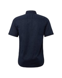 dunkelblaues Leinen Kurzarmhemd von Tom Tailor