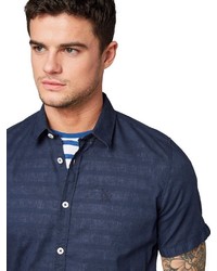 dunkelblaues Leinen Kurzarmhemd von Tom Tailor