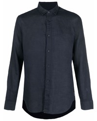 dunkelblaues Leinen Langarmhemd von Armani Exchange