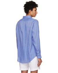 dunkelblaues Leinen Langarmhemd von Polo Ralph Lauren