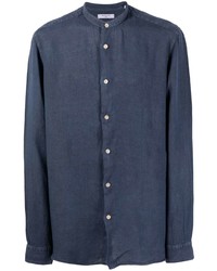 dunkelblaues Leinen Langarmhemd von Boglioli