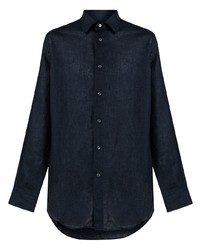 dunkelblaues Leinen Langarmhemd von Brioni