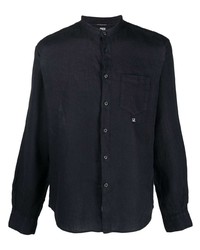 dunkelblaues Leinen Langarmhemd von C.P. Company