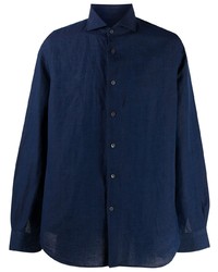 dunkelblaues Leinen Langarmhemd von Corneliani