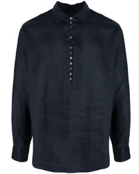 dunkelblaues Leinen Langarmhemd von Dolce & Gabbana