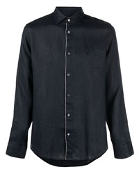 dunkelblaues Leinen Langarmhemd von Emporio Armani