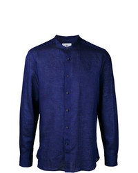dunkelblaues Leinen Langarmhemd von Kent & Curwen