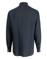 dunkelblaues Leinen Langarmhemd von Massimo Alba