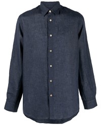 dunkelblaues Leinen Langarmhemd von Paul Smith