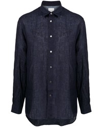 dunkelblaues Leinen Langarmhemd von Paul Smith