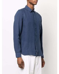 dunkelblaues Leinen Langarmhemd von 120% Lino