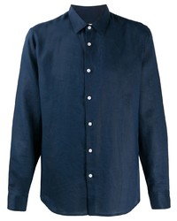 dunkelblaues Leinen Langarmhemd von Sandro Paris